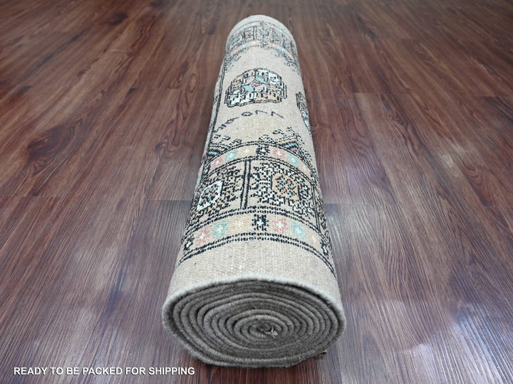 2'7" x 12'0" New Hand Knotted Ivory Wool Runner Oriental Rug - MOA10220609