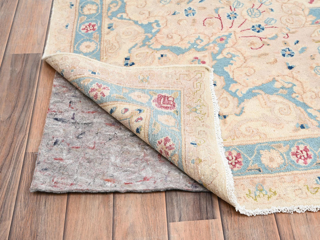 10'8" x 19'11" Vintage Hand Knotted Ivory Wool Rectangle Oriental Rug - MOA1022060