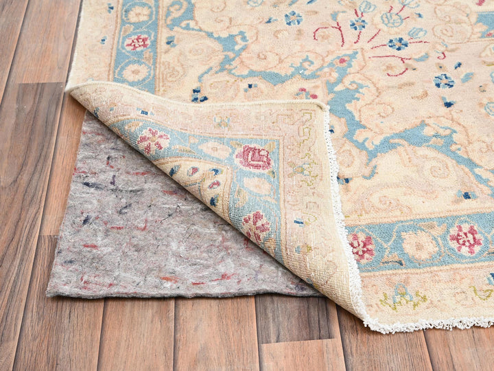 10'8" x 19'11" Vintage Hand Knotted Ivory Wool Rectangle Oriental Rug - MOA1022060
