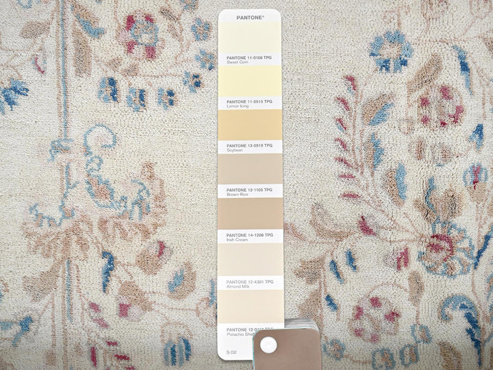10'8" x 19'11" Vintage Hand Knotted Ivory Wool Rectangle Oriental Rug - MOA1022060