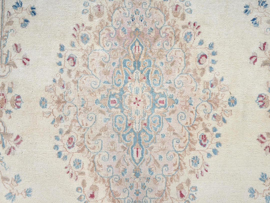 10'8" x 19'11" Vintage Hand Knotted Ivory Wool Rectangle Oriental Rug - MOA1022060