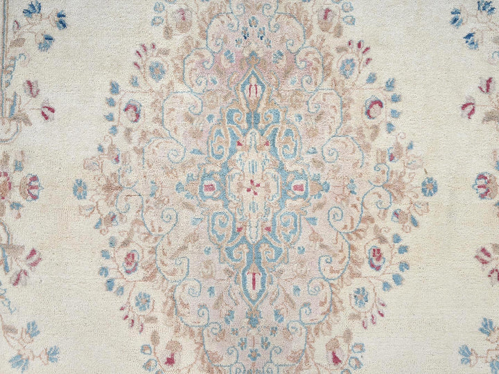 10'8" x 19'11" Vintage Hand Knotted Ivory Wool Rectangle Oriental Rug - MOA1022060