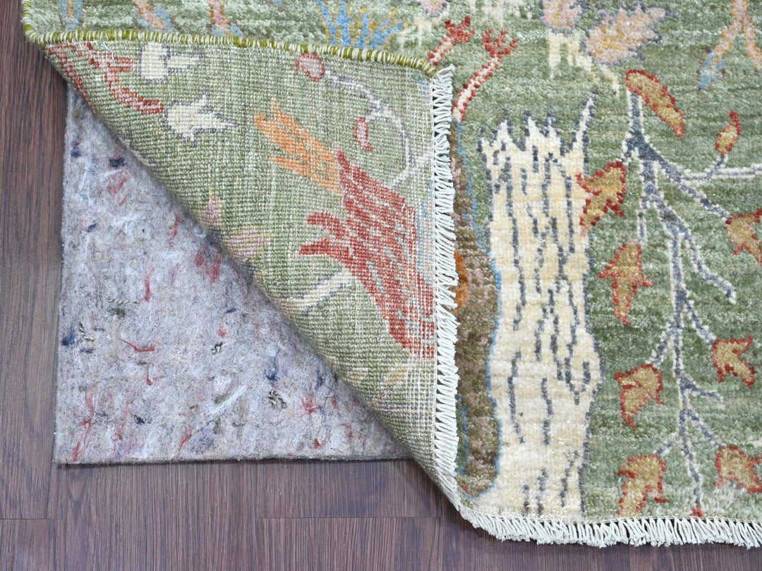 2'6" x 21'9" New Hand Knotted Green Wool Runner Oriental Rug - MOA10220614