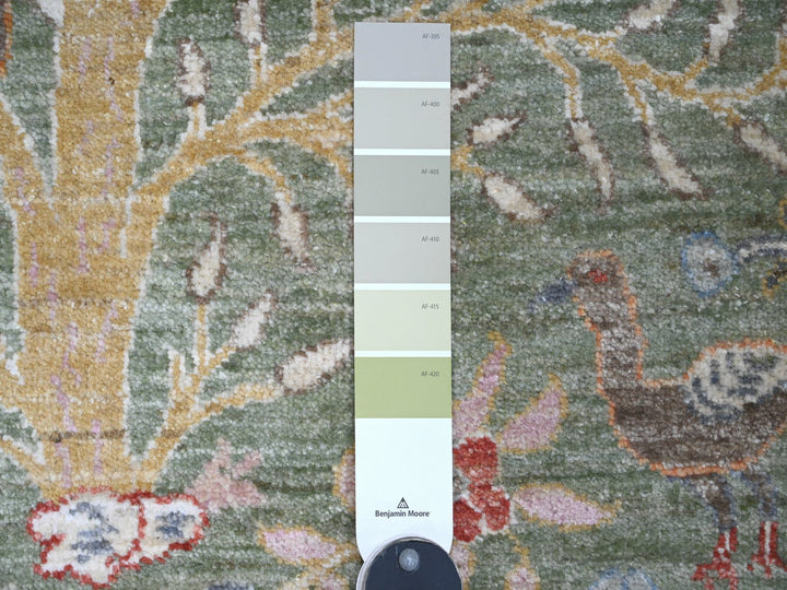 2'6" x 21'9" New Hand Knotted Green Wool Runner Oriental Rug - MOA10220614
