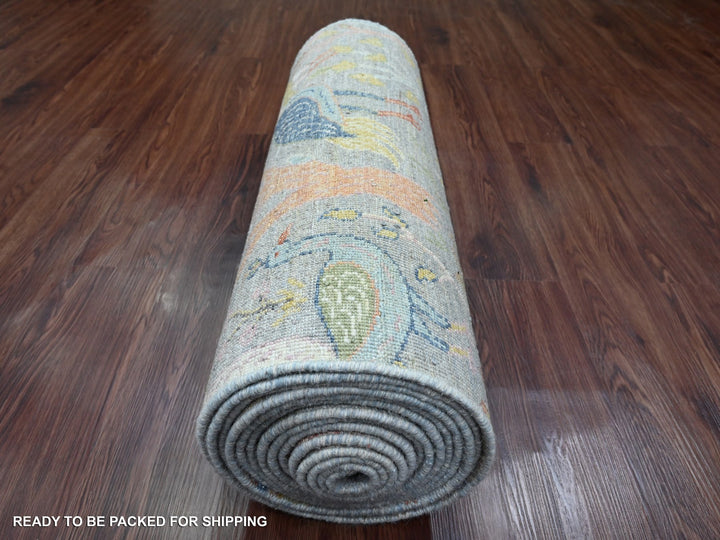 2'6" x 20'2" New Hand Knotted Grey Wool Runner Oriental Rug - MOA10220615