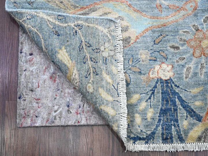 2'6" x 25'4" New Hand Knotted Blue Wool Runner Oriental Rug - MOA10220616