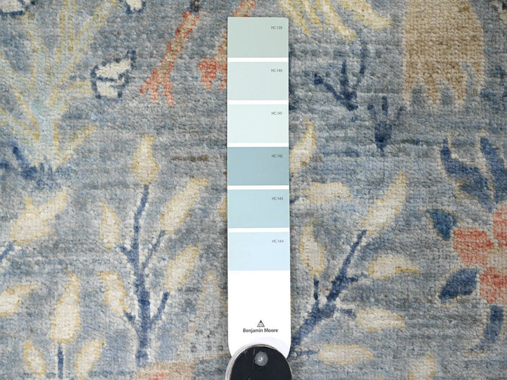 2'6" x 25'4" New Hand Knotted Blue Wool Runner Oriental Rug - MOA10220616