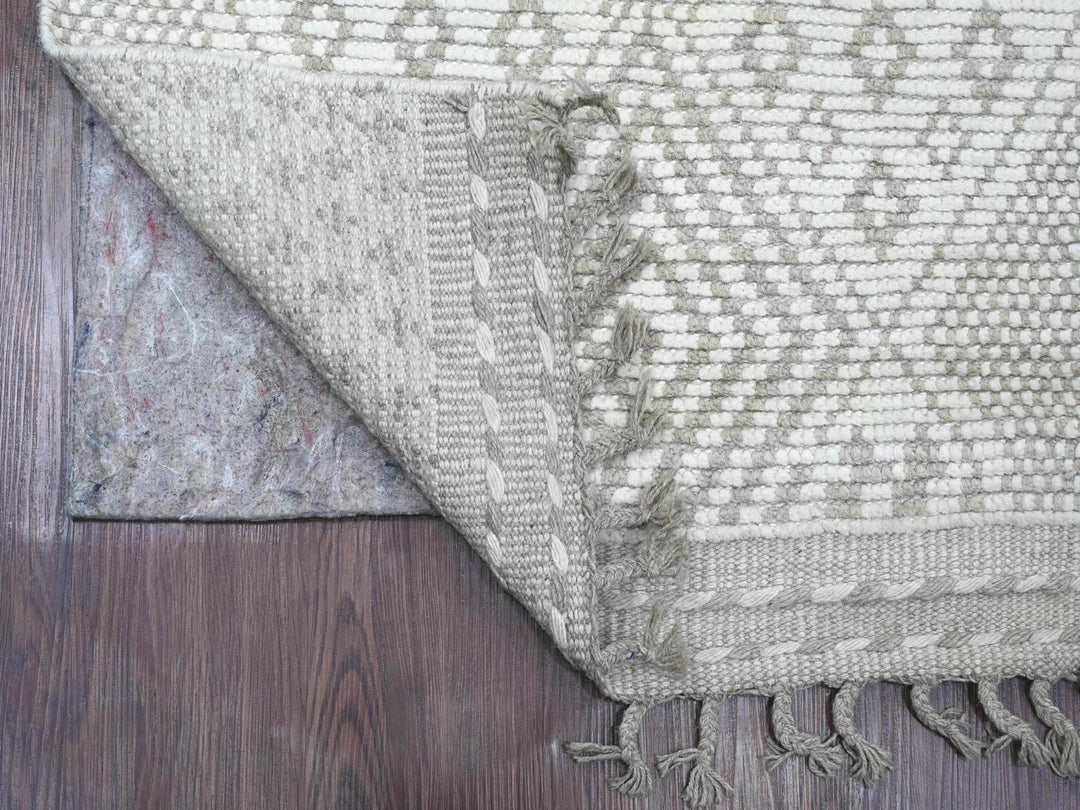2'5" x 14'3" New Hand Knotted Ivory Wool Runner Oriental Rug - MOA10220617