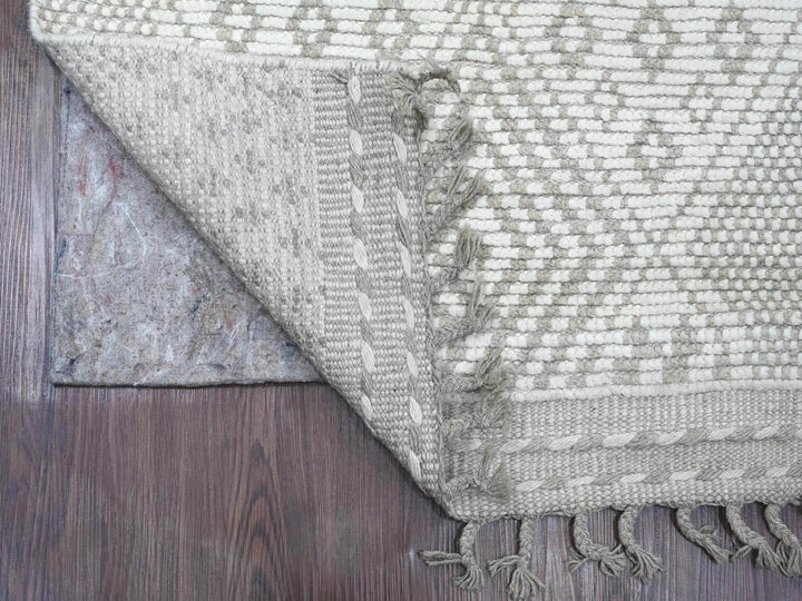 2'5" x 14'3" New Hand Knotted Ivory Wool Runner Oriental Rug - MOA10220617