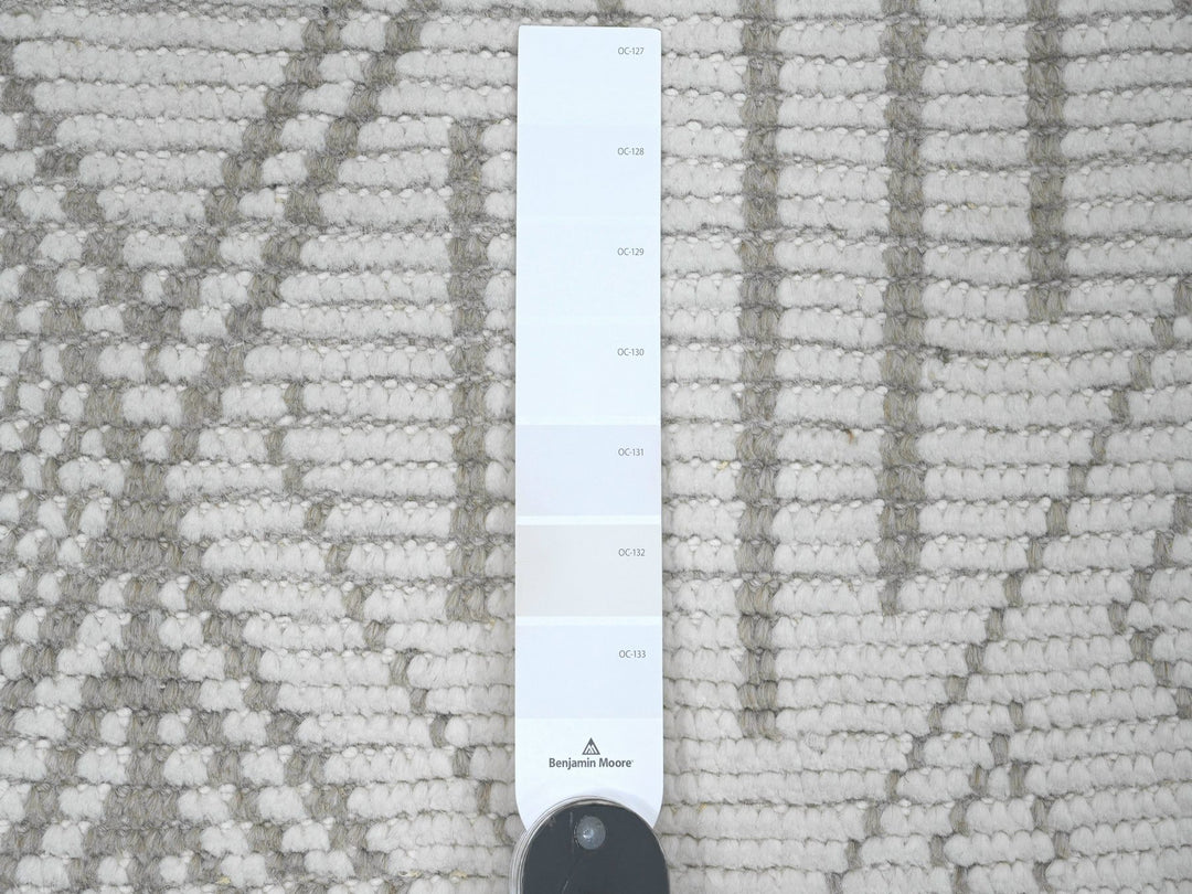 2'5" x 14'3" New Hand Knotted Ivory Wool Runner Oriental Rug - MOA10220617