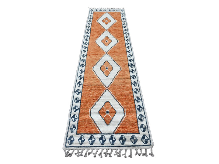 2'7" x 10'2" New Hand Knotted Orange Wool Runner Oriental Rug - MOA10220619
