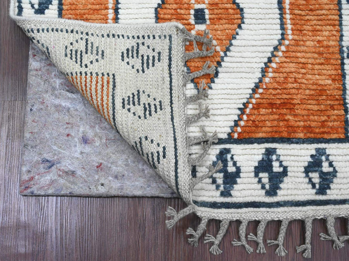 2'7" x 10'2" New Hand Knotted Orange Wool Runner Oriental Rug - MOA10220619