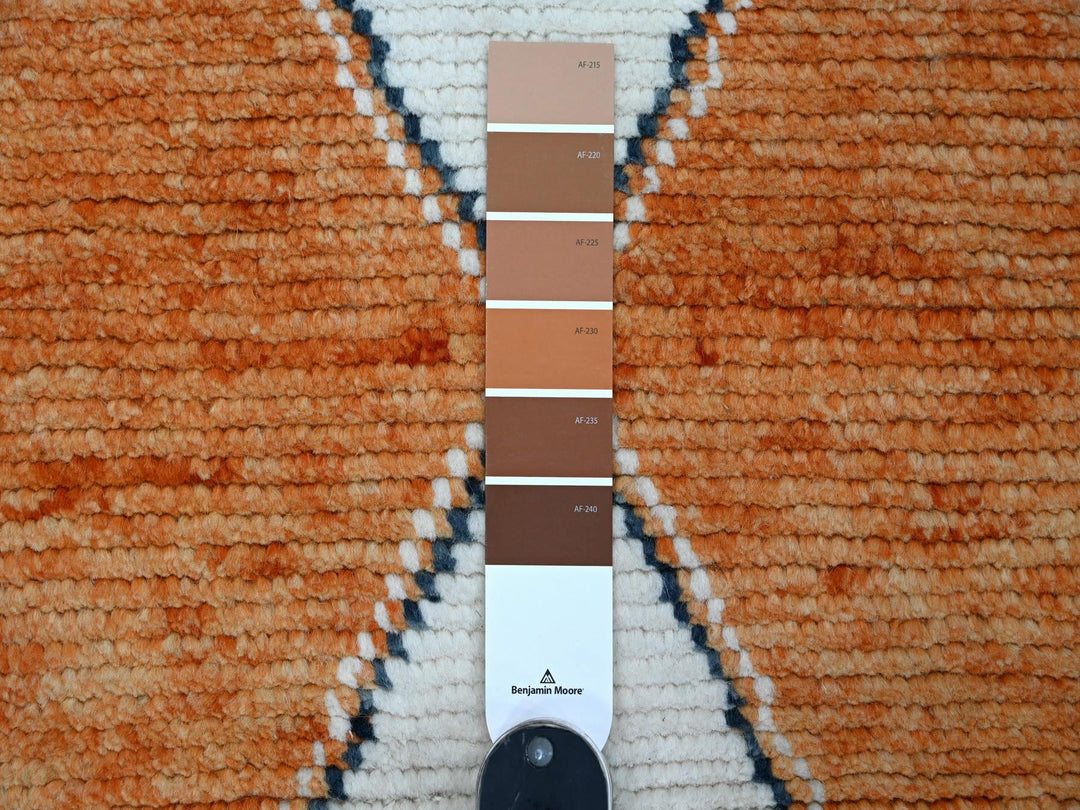 2'7" x 10'2" New Hand Knotted Orange Wool Runner Oriental Rug - MOA10220619