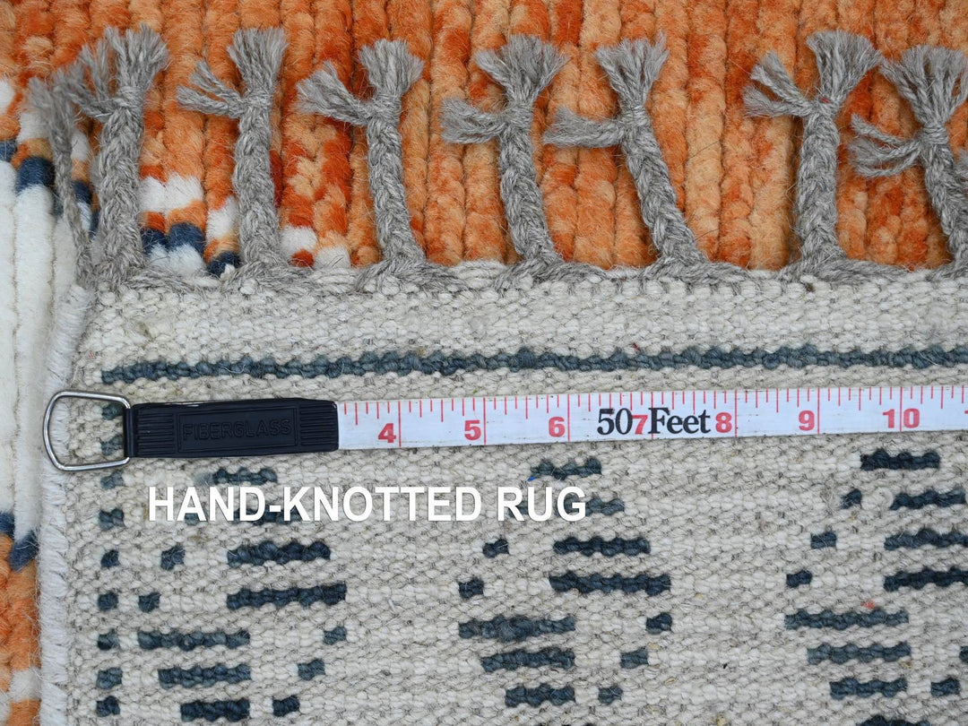 2'7" x 10'2" New Hand Knotted Orange Wool Runner Oriental Rug - MOA10220619