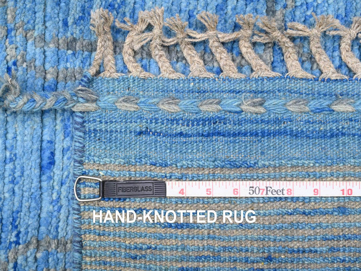 2'5" x 10'3" New Hand Knotted Blue Wool Runner Oriental Rug - MOA10220620