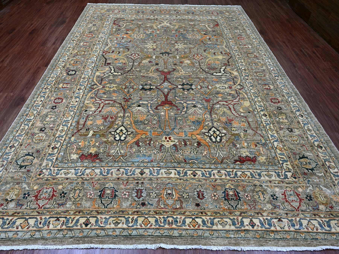 9'0" x 12'1" New Hand Knotted Brown Wool Rectangle Oriental Rug - MOA10220625