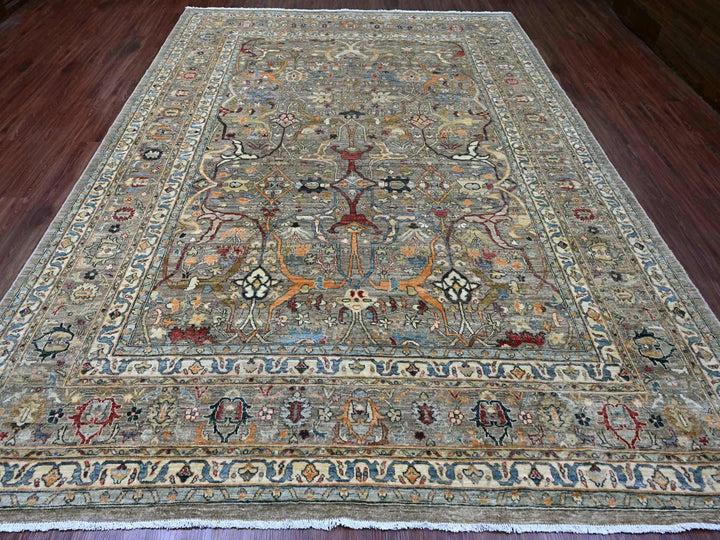 9'0" x 12'1" New Hand Knotted Brown Wool Rectangle Oriental Rug - MOA10220625