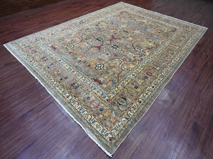 9'0" x 12'1" New Hand Knotted Brown Wool Rectangle Oriental Rug - MOA10220625