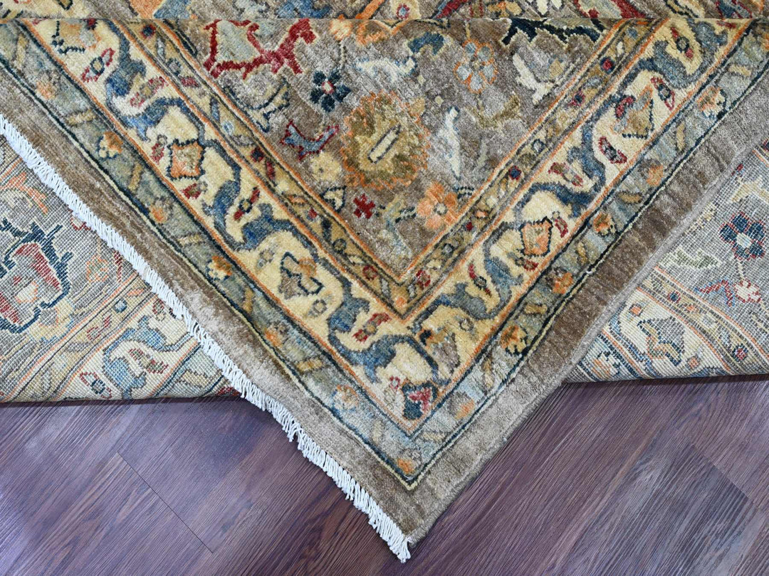 9'0" x 12'1" New Hand Knotted Brown Wool Rectangle Oriental Rug - MOA10220625