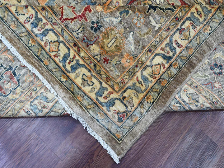 9'0" x 12'1" New Hand Knotted Brown Wool Rectangle Oriental Rug - MOA10220625