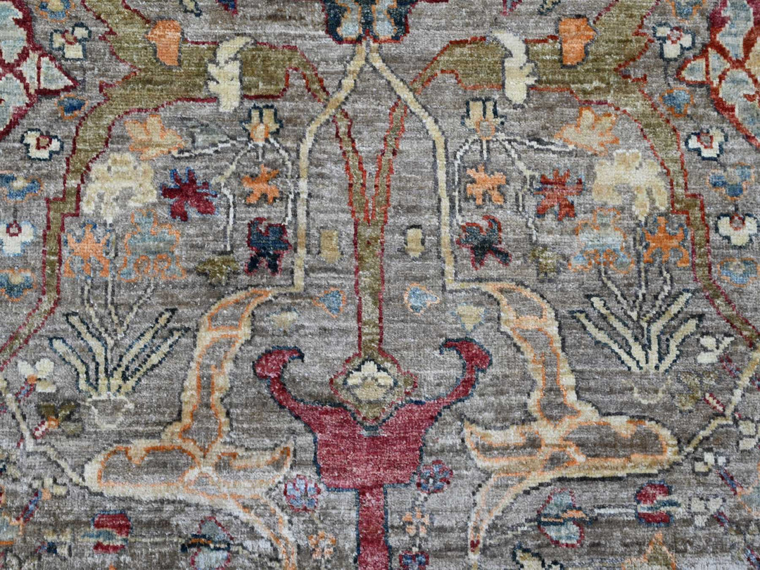 9'0" x 12'1" New Hand Knotted Brown Wool Rectangle Oriental Rug - MOA10220625