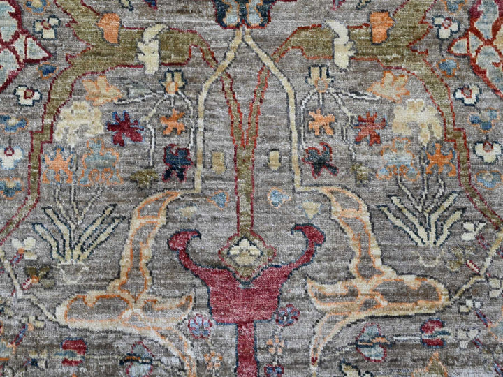 9'0" x 12'1" New Hand Knotted Brown Wool Rectangle Oriental Rug - MOA10220625