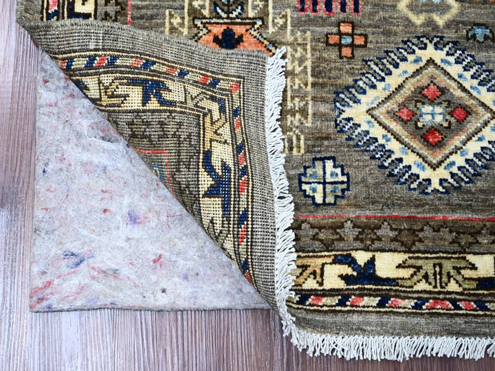 3'6" x 5'0" New Hand Knotted Grey Wool Rectangle Oriental Rug - MOA10220629