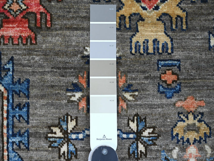 3'6" x 5'0" New Hand Knotted Grey Wool Rectangle Oriental Rug - MOA10220629