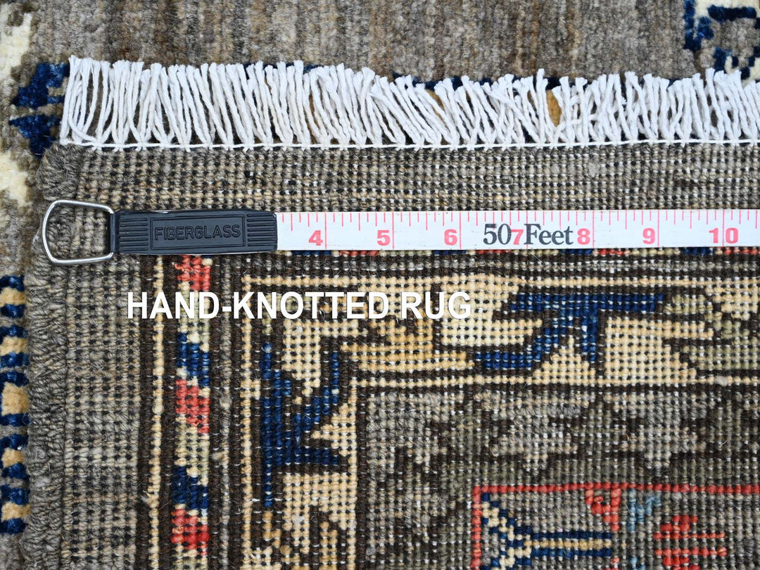 3'6" x 5'0" New Hand Knotted Grey Wool Rectangle Oriental Rug - MOA10220629