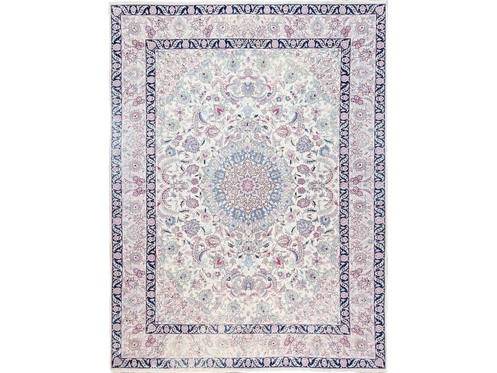 9'11" x 13'2" Vintage Hand Knotted Ivory Wool Rectangle Oriental Rug - MOA1022062