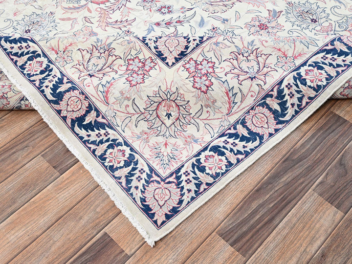 9'11" x 13'2" Vintage Hand Knotted Ivory Wool Rectangle Oriental Rug - MOA1022062