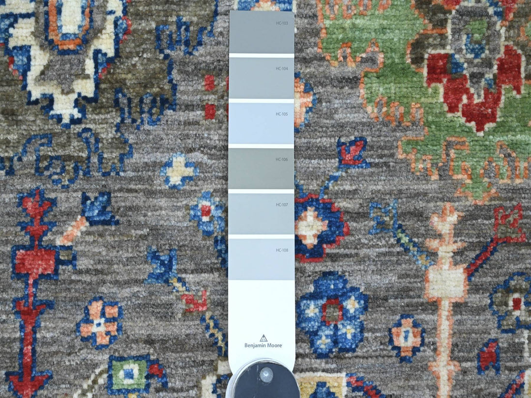 3'1" x 5'3" New Hand Knotted Grey Wool Rectangle Oriental Rug - MOA10220631