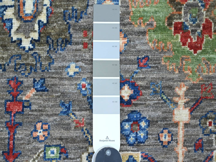 3'1" x 5'3" New Hand Knotted Grey Wool Rectangle Oriental Rug - MOA10220631