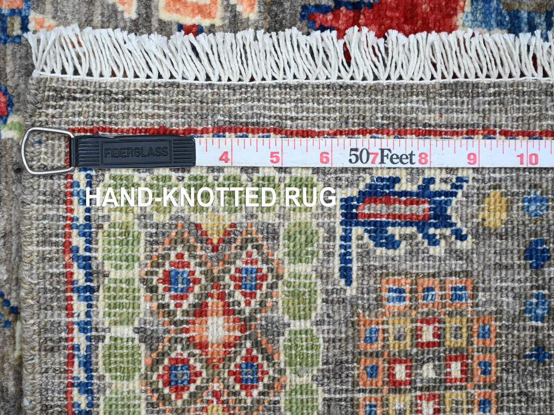 3'1" x 5'3" New Hand Knotted Grey Wool Rectangle Oriental Rug - MOA10220631