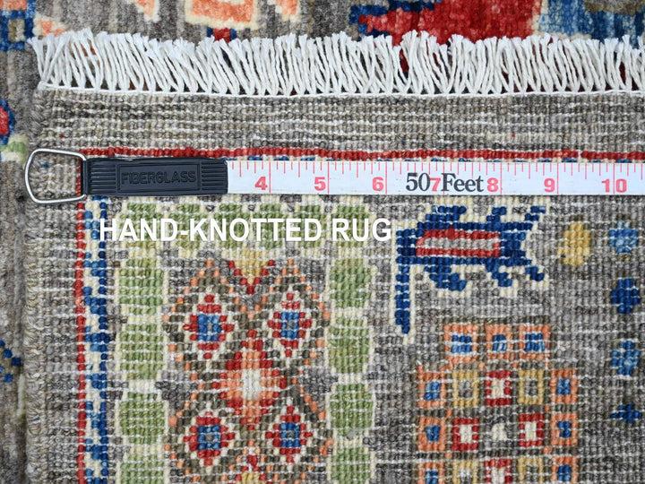 3'1" x 5'3" New Hand Knotted Grey Wool Rectangle Oriental Rug - MOA10220631
