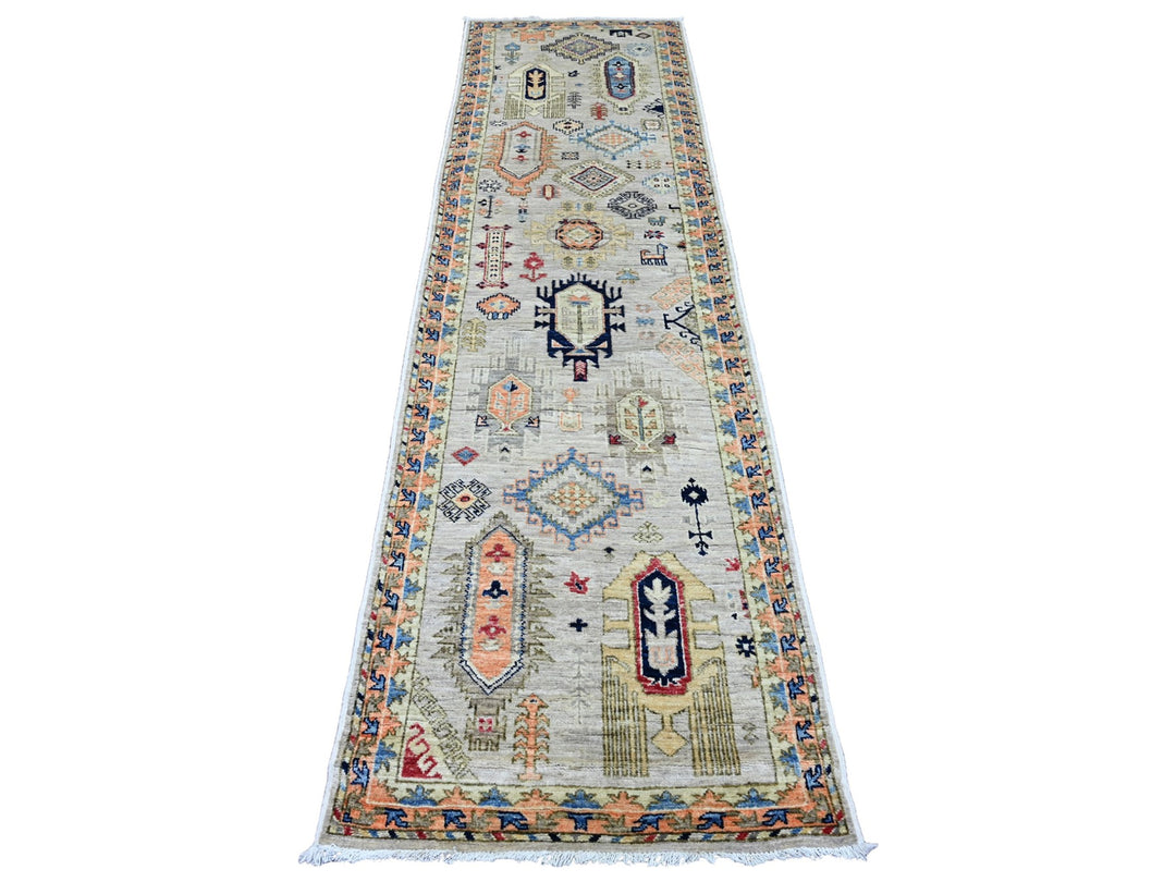 2'7" x 9'8" New Hand Knotted Ivory Wool Runner Oriental Rug - MOA10220632