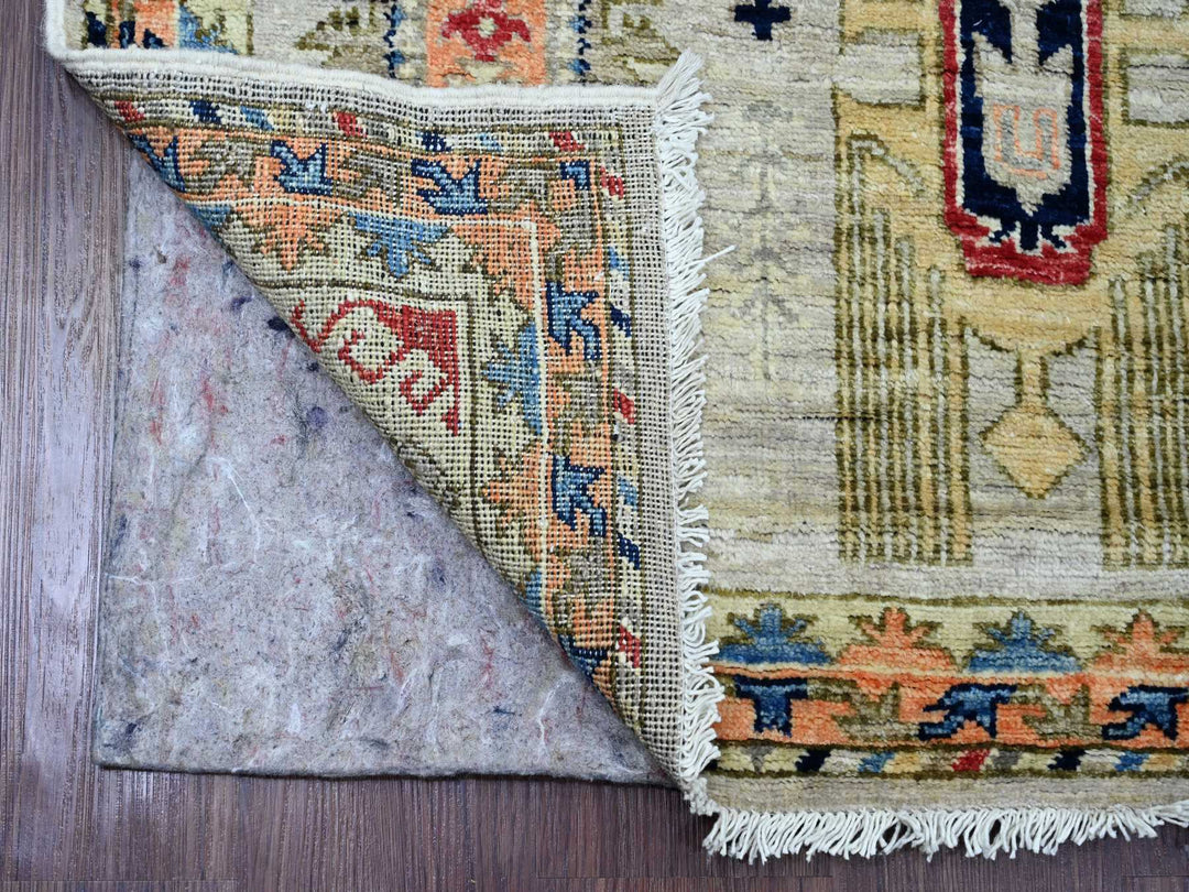 2'7" x 9'8" New Hand Knotted Ivory Wool Runner Oriental Rug - MOA10220632