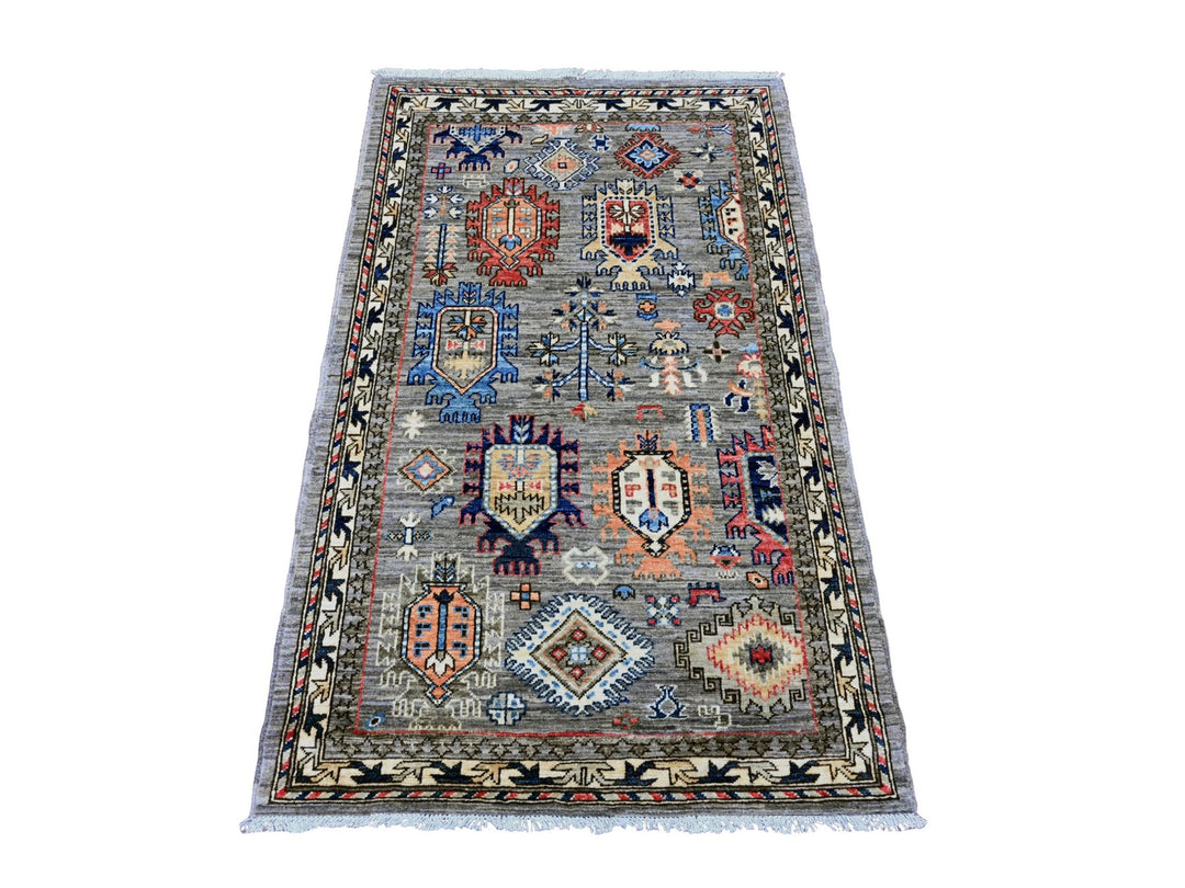 3'0" x 4'10" New Hand Knotted Grey Wool Rectangle Oriental Rug - MOA10220633