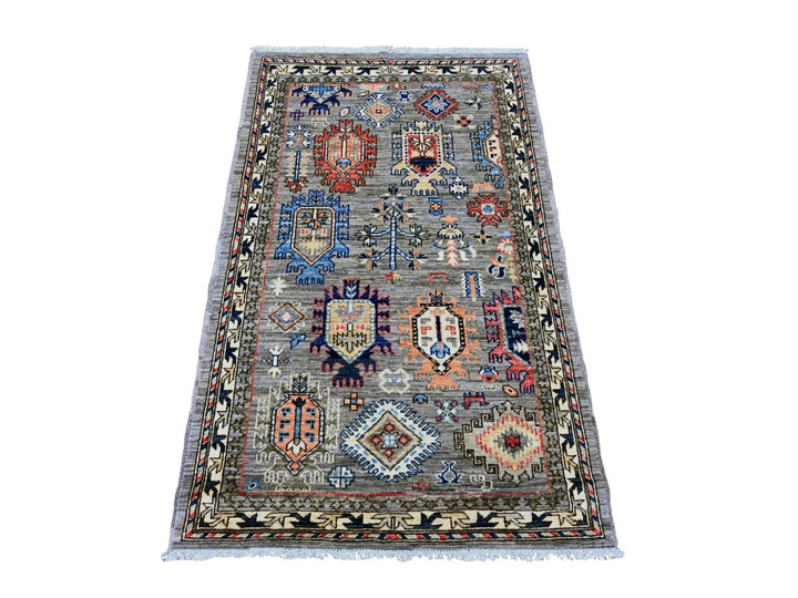 3'0" x 4'10" New Hand Knotted Grey Wool Rectangle Oriental Rug - MOA10220633