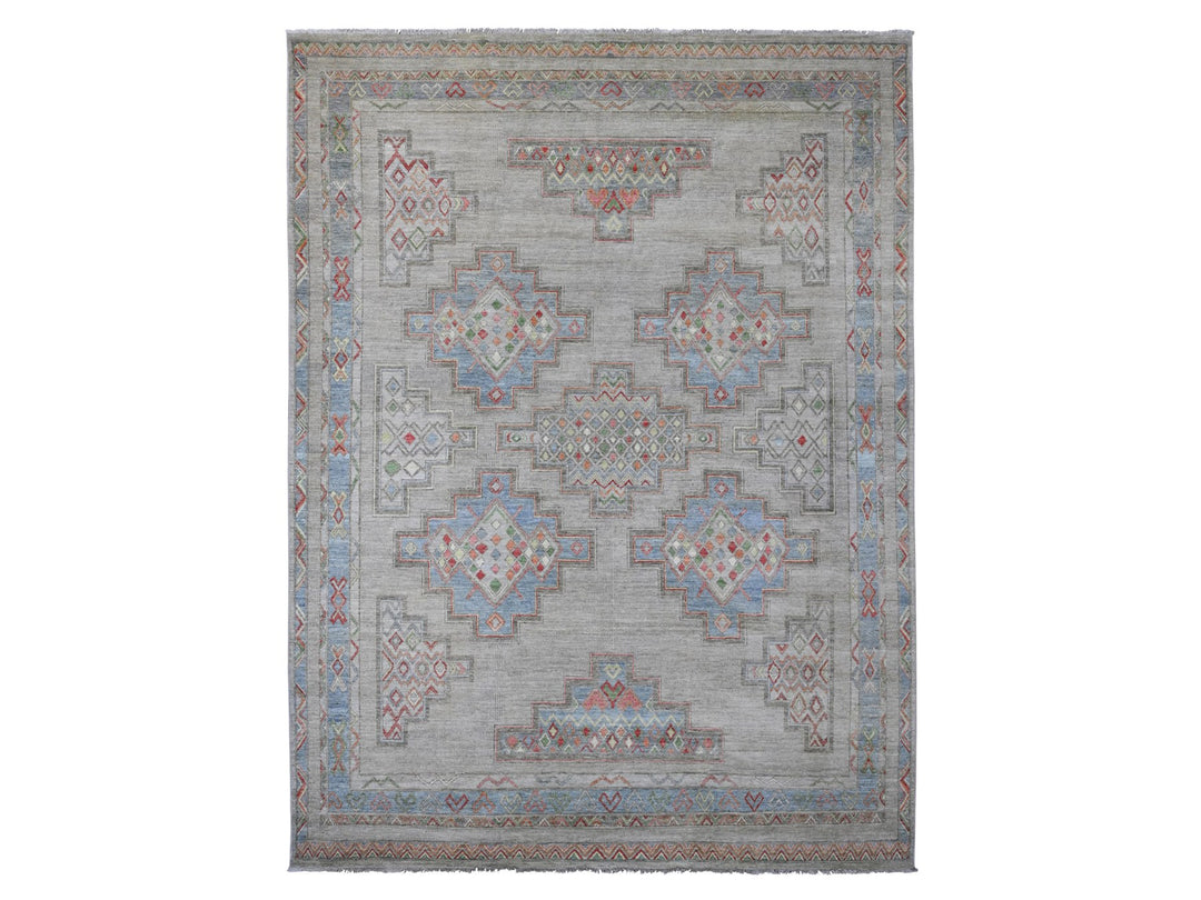 8'8" x 11'8" New Hand Knotted Ivory Wool Rectangle Oriental Rug - MOA10220636