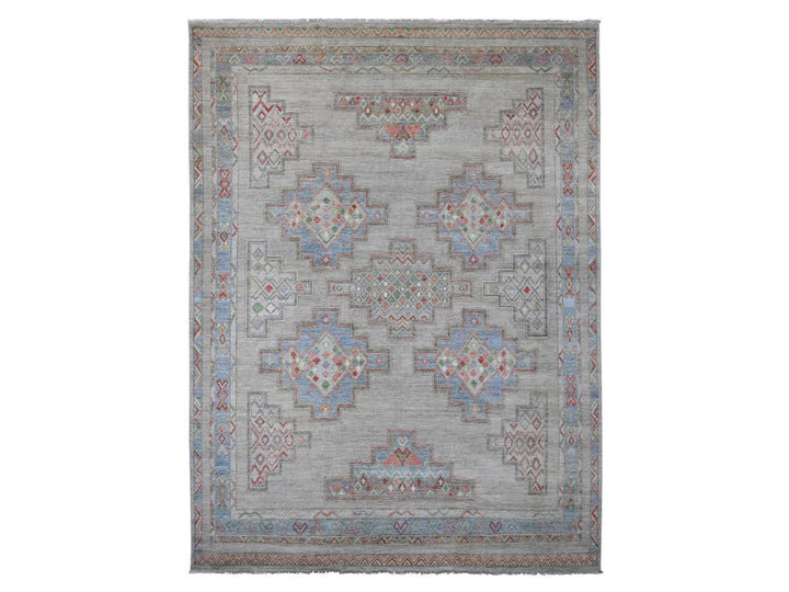 8'8" x 11'8" New Hand Knotted Ivory Wool Rectangle Oriental Rug - MOA10220636
