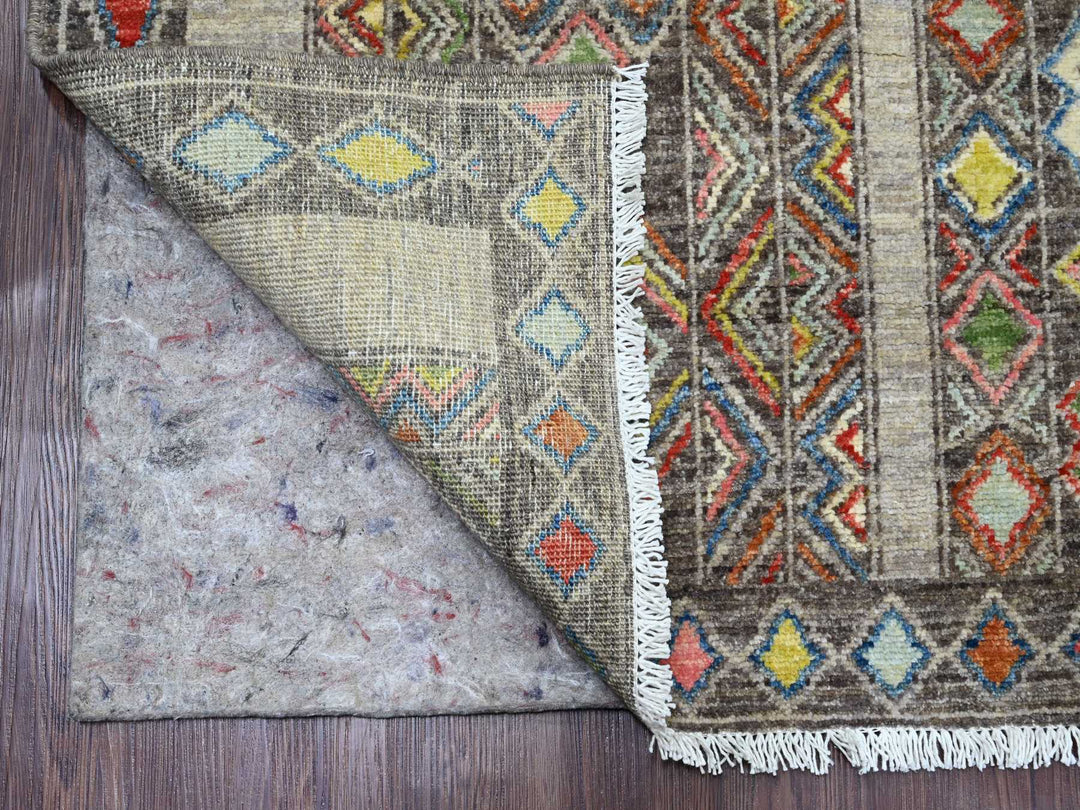 8'1" x 9'6" New Hand Knotted Grey Wool Rectangle Oriental Rug - MOA10220637