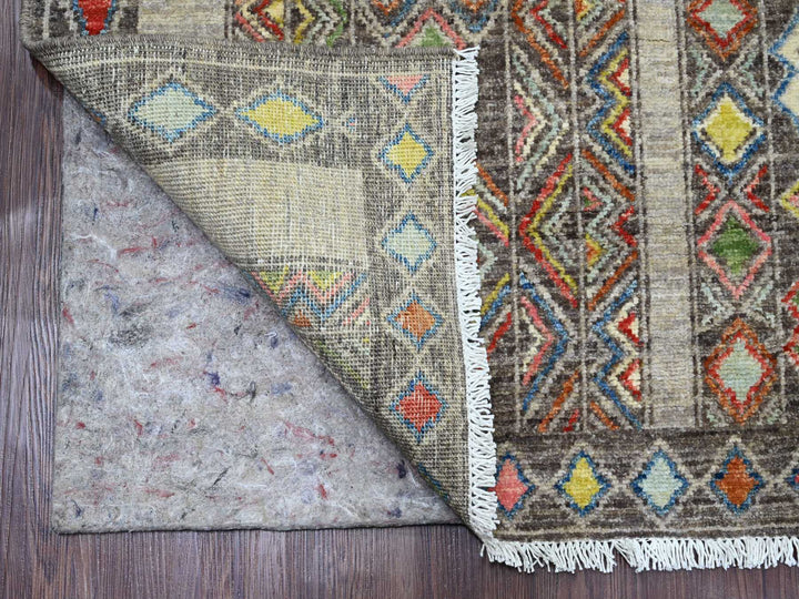8'1" x 9'6" New Hand Knotted Grey Wool Rectangle Oriental Rug - MOA10220637