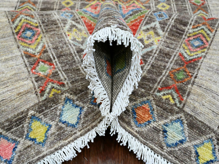 8'1" x 9'6" New Hand Knotted Grey Wool Rectangle Oriental Rug - MOA10220637