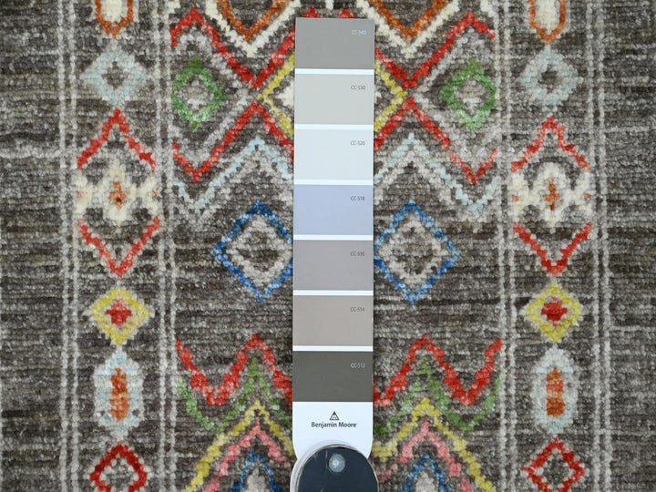 8'1" x 9'6" New Hand Knotted Grey Wool Rectangle Oriental Rug - MOA10220637