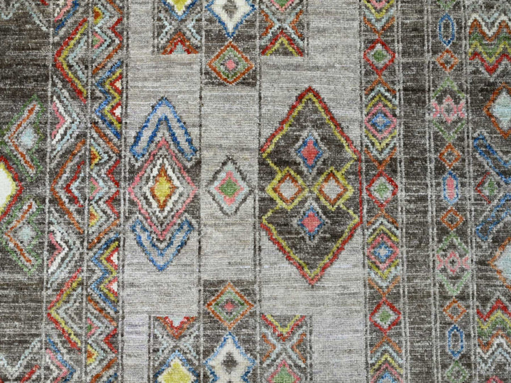 8'1" x 9'6" New Hand Knotted Grey Wool Rectangle Oriental Rug - MOA10220637