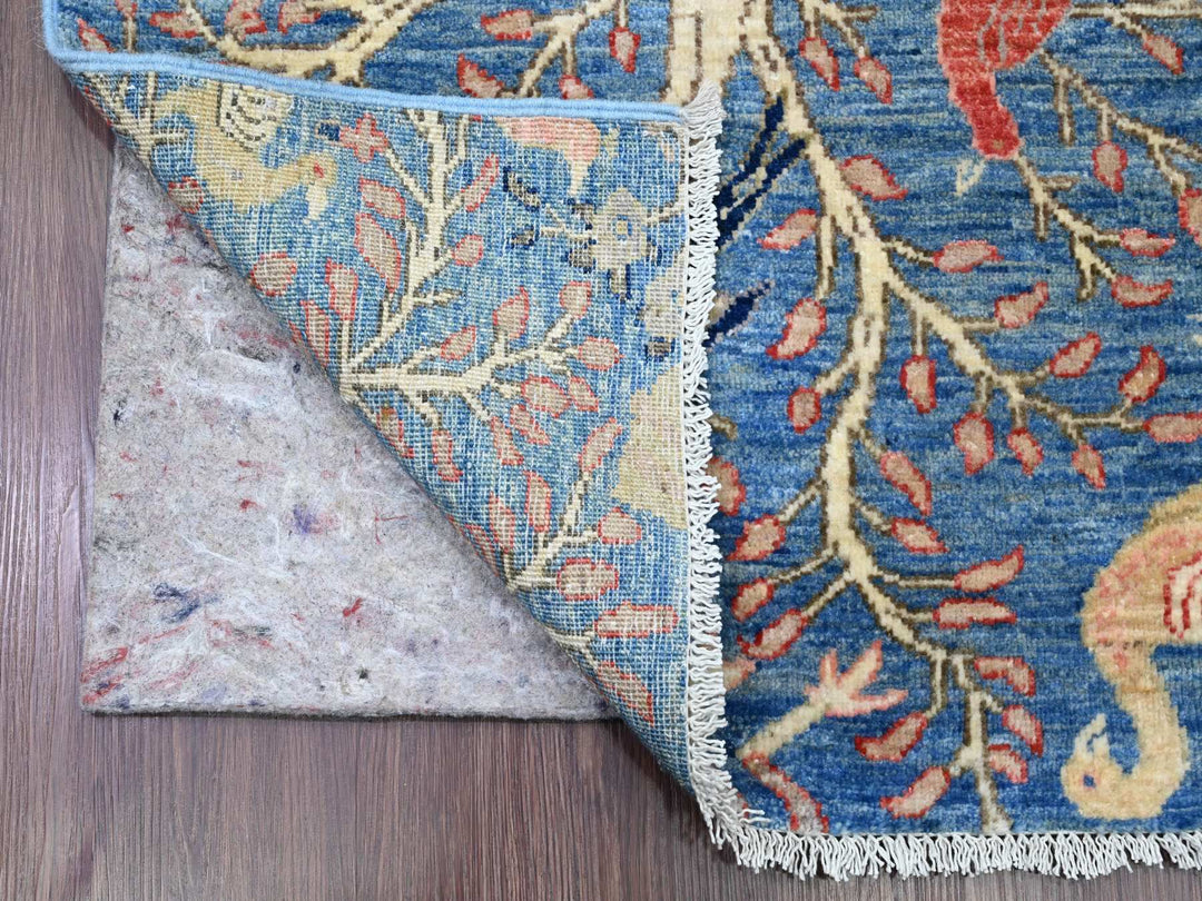 2'10" x 23'6" New Hand Knotted Blue Wool Runner Oriental Rug - MOA10220638