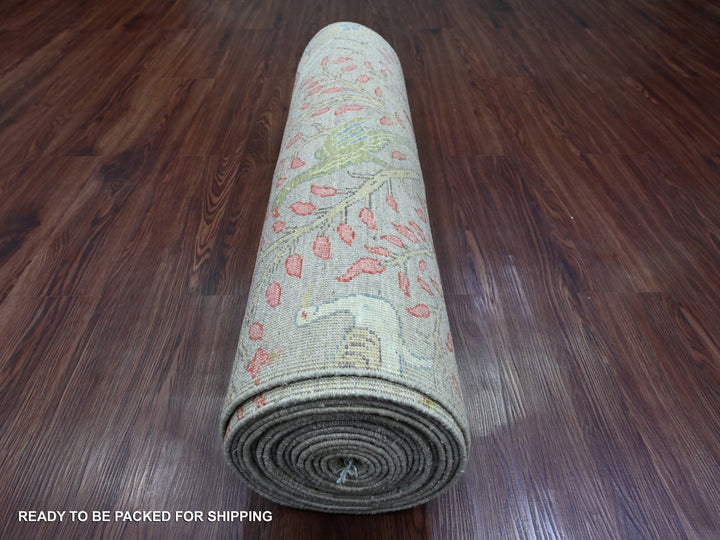 3'0" x 23'10" New Hand Knotted Brown Wool Runner Oriental Rug - MOA10220639