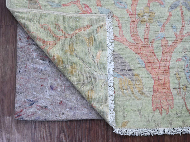 2'6" x 5'7" New Hand Knotted Green Wool Runner Oriental Rug - MOA10220641