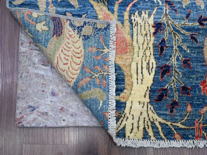 3'1" x 21'2" New Hand Knotted Blue Wool Runner Oriental Rug - MOA10220642